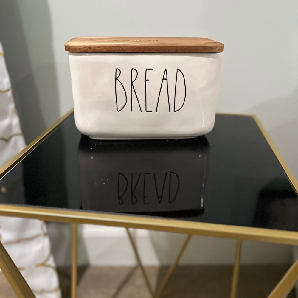 Rae Dunn Cream Bread Box with Brown Lid